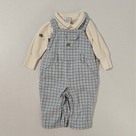 Vintage Gymboree Airplane Cardigan Overalls Set 3 - 6 M Baby Boys Flyer Aviator - Picture 2 of 16